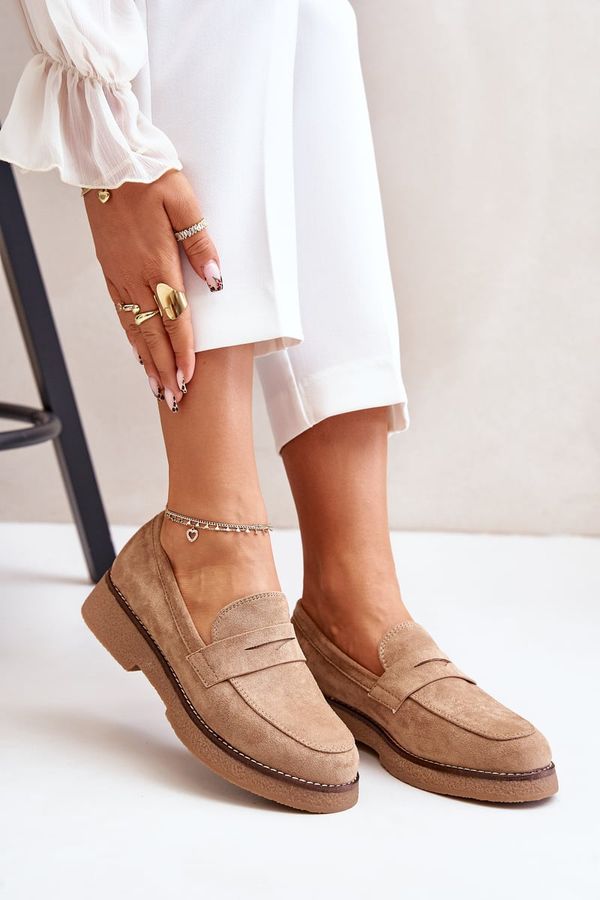 FC3 FC3 Класически Дамски Мокасини От Еко Велур Бежови Belania