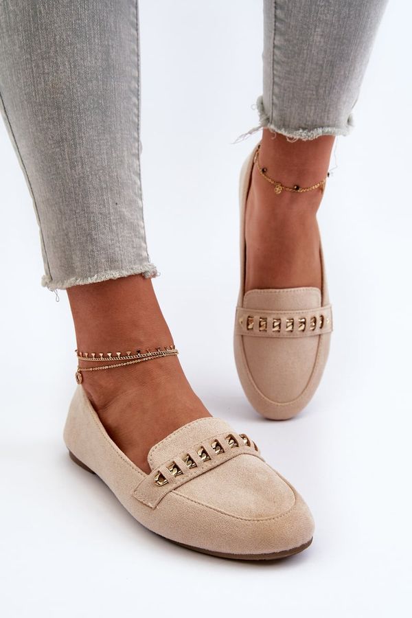 FD1 FD1 Блестящи дамски мокасини с верижка Бежови Aredilla
