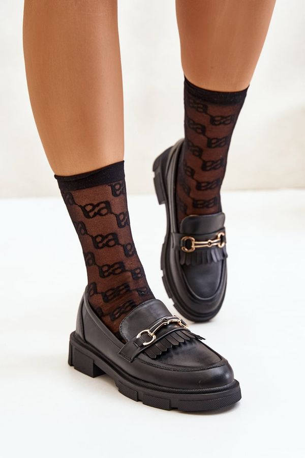 FD1 FD1 Дамски Мокасини С Декорация Еко Кожа Черна Тиалора