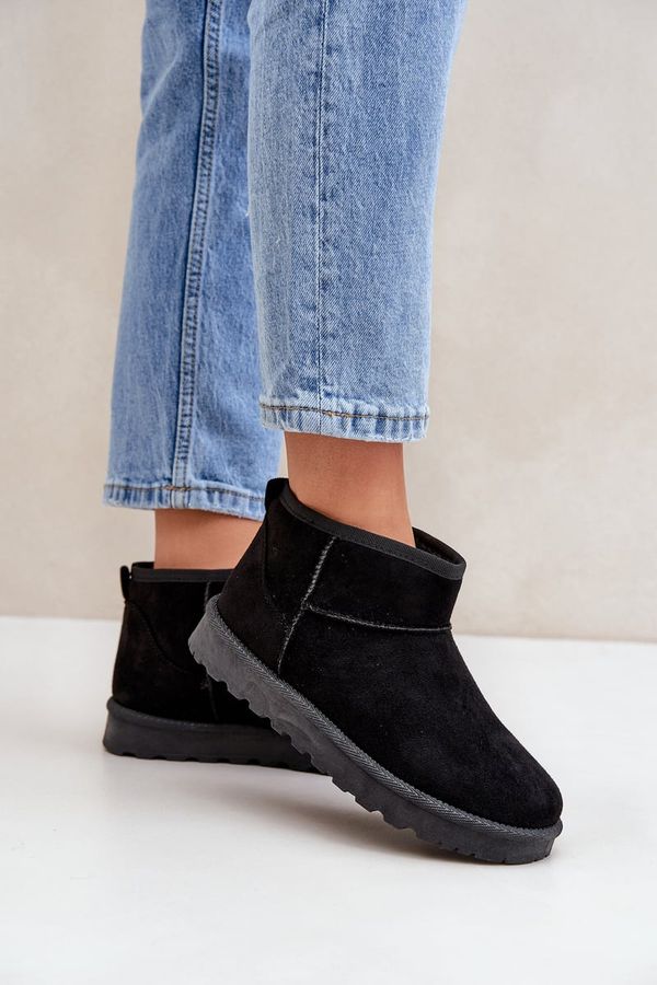 FG2 FG2 Дамски Снежни Чизми От Еко Замш Черни Noliri