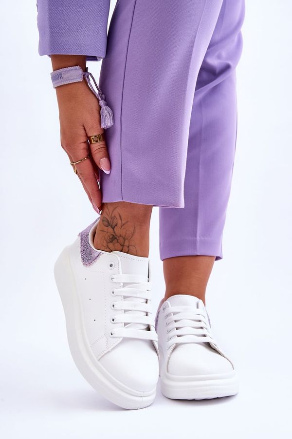 FG2 FG2 Дамски спортни обувки с декорация бяло-лилаво наслада