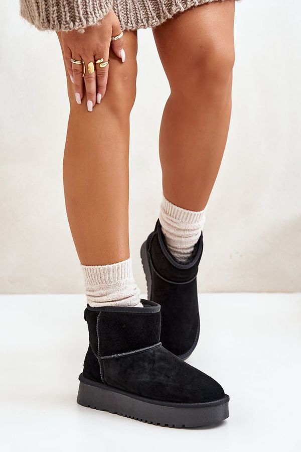 FG2 FG2 Дамски велурени обувки за сняг на платформа над глезена черни Rianaella