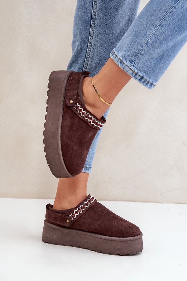 FG2 FG2 Снежни обувки с декоративен бродерия шоколадови Selithria