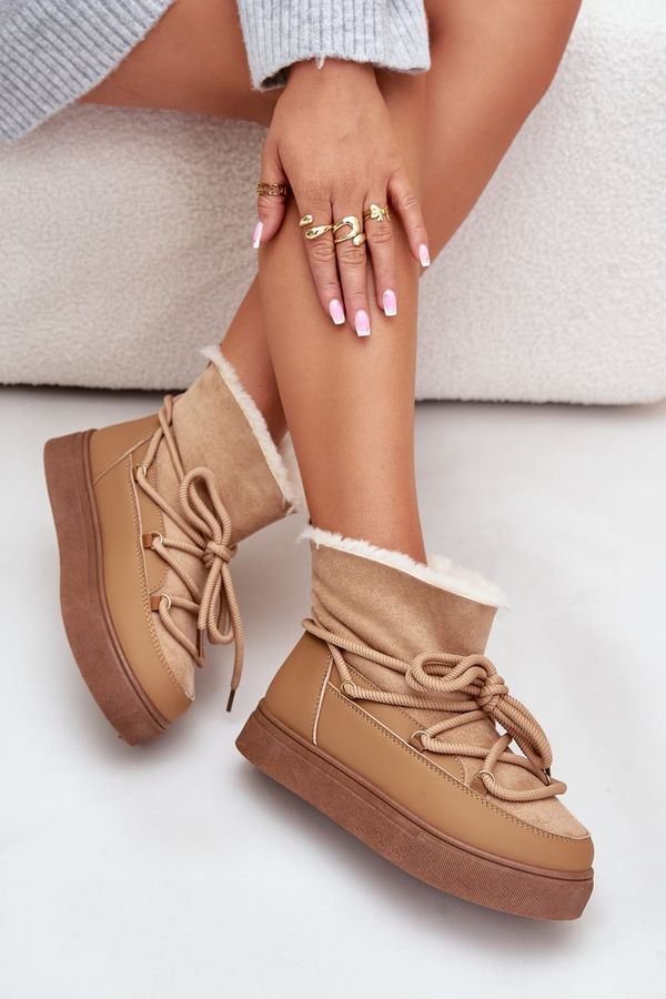 FI1 FI1 Дамски Снежни Обувки На Платформа С Уютна Вата Camel Aziara