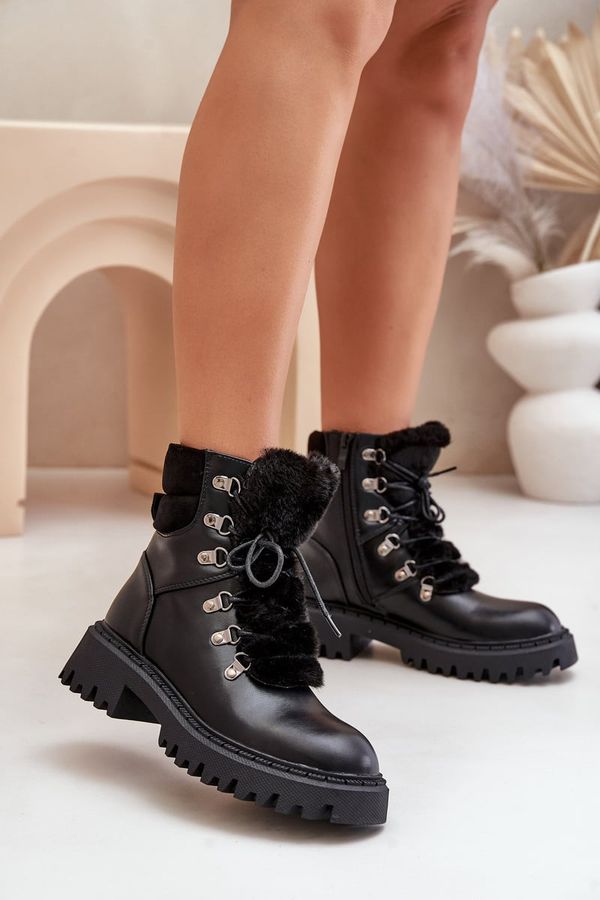 FI1 FI1 Уютни ботуши с цип от еко кожа черни Willatta