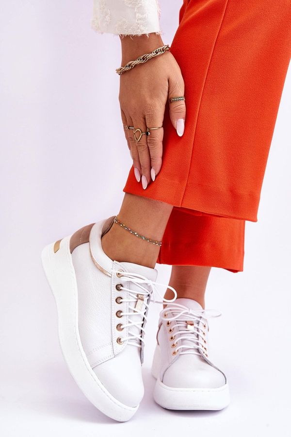 FILIPCZYK FILIPCZYK Дамски кожени спортни обувки на платформа Бели Caressa