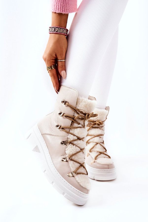 FILIPCZYK FILIPCZYK Подплатени кожени ботуши Trappers Light Beige Nerisso