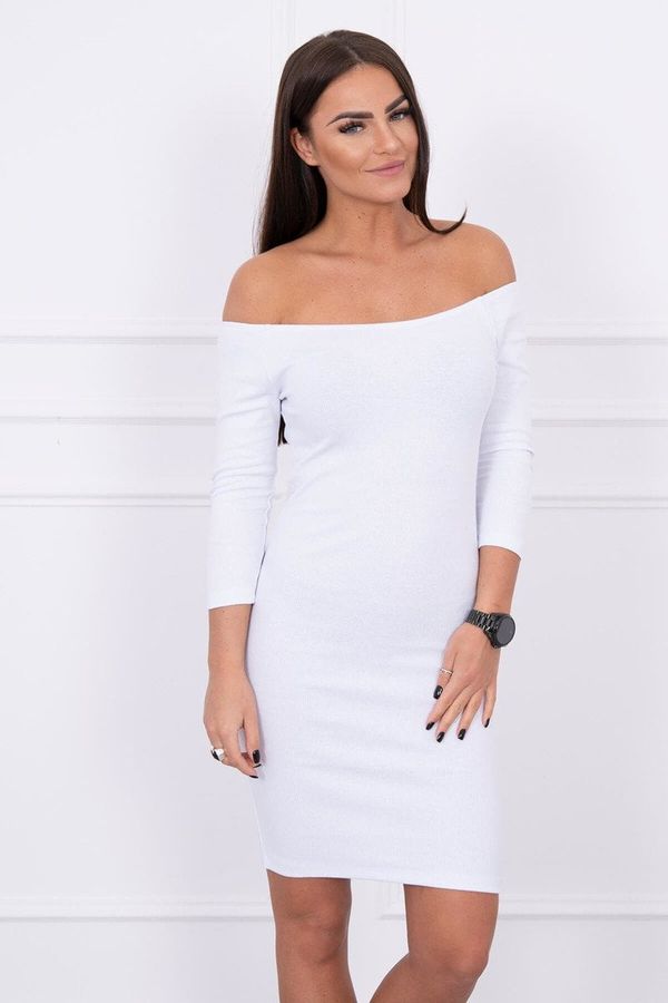 marka niezdefiniowana Fitted dress - ribbed white