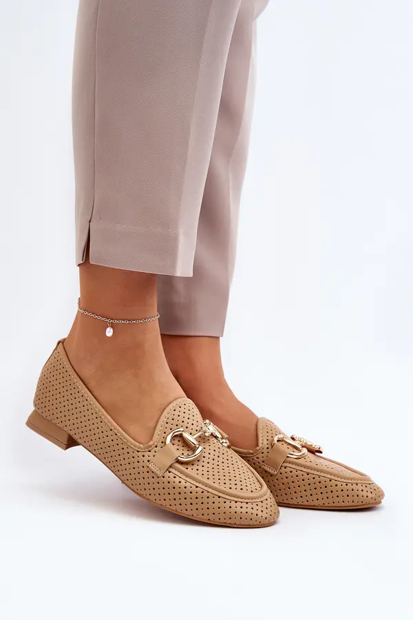 Boto FJ1 Дамски мокасини с плосък ток с декорация Camel Iluvana
