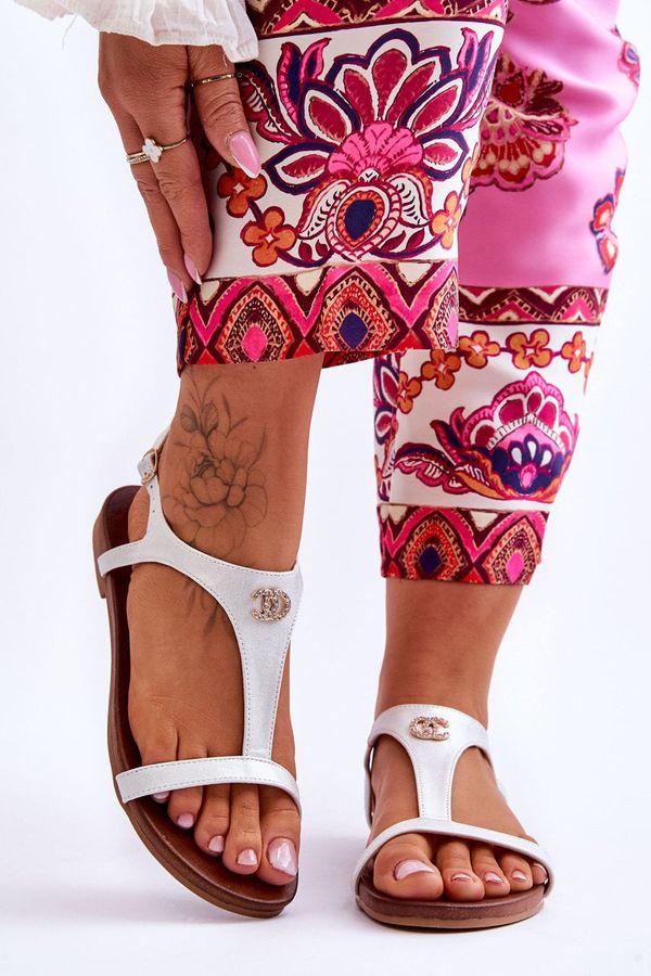 Kesi Flat sandals with decoration S.Barski Silver