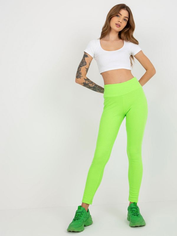 Fashionhunters Флуо зелени раирани основни клинове за ежедневно носене