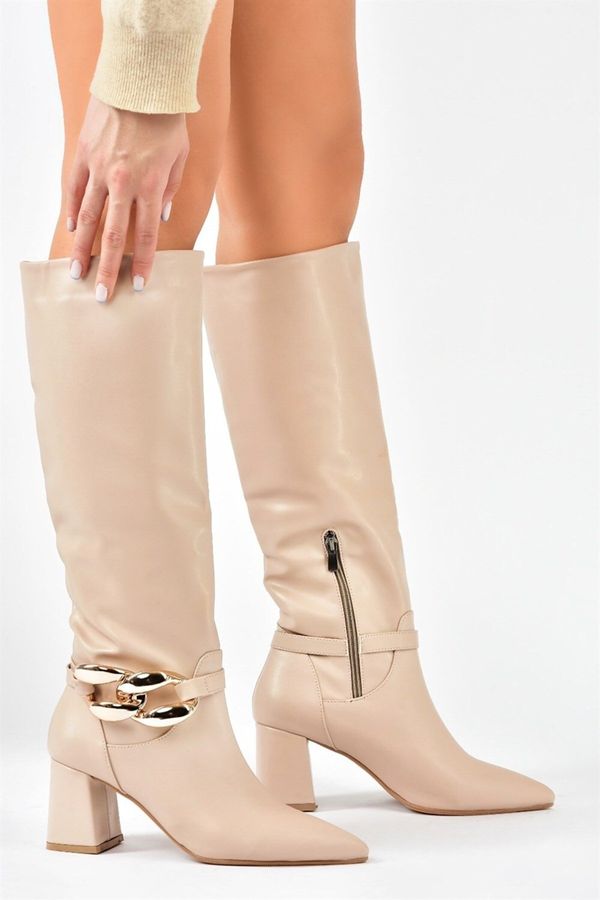 Fox Shoes Fox Shoes Nude Women's Thick Heeled Boots