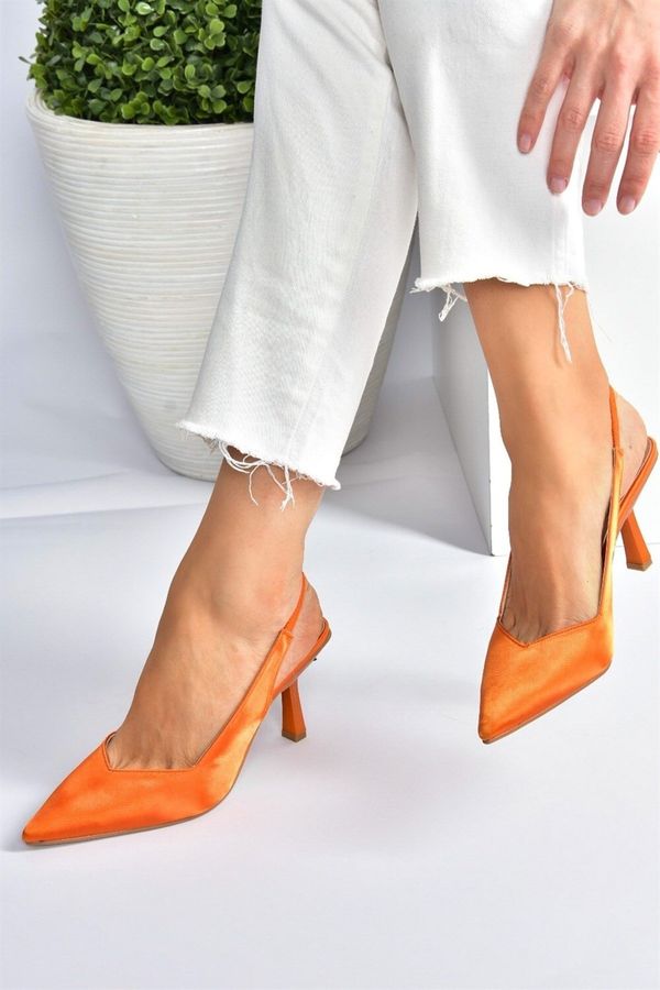 Fox Shoes Fox Shoes Women's Orange Satin Fabric Heeled Shoes
