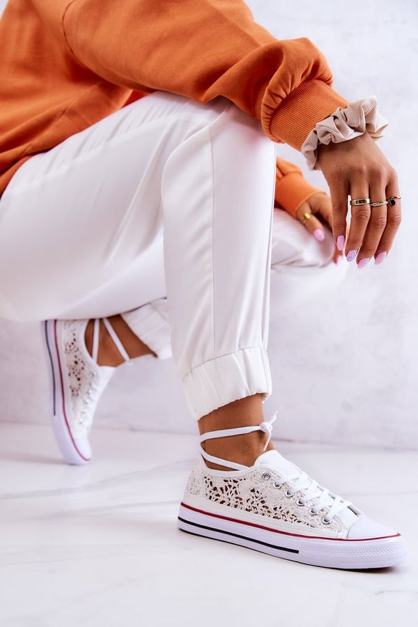 FR1 FR1 Дамски кецове от плат с ажур White Venture