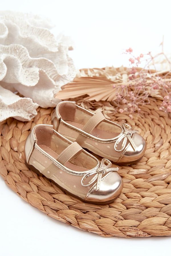 FR1 FR1 Детски балеринки с панделка Gold Jellema