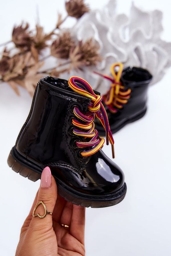 FR1 FR1 Детски Боти Лачени С Цип Черни Tibbie