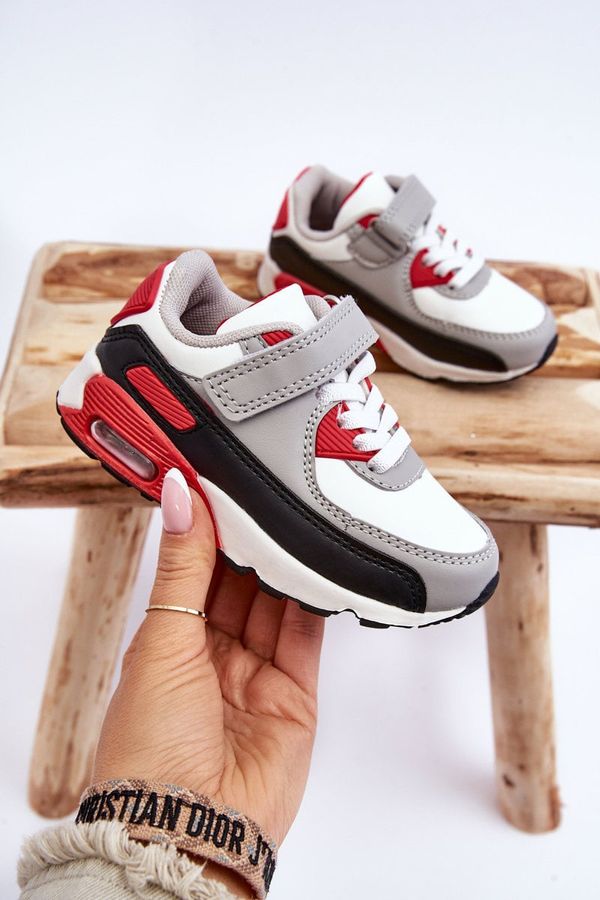 FR1 FR1 Детски кожени спортни обувки на платформа Бяло-червени Lori