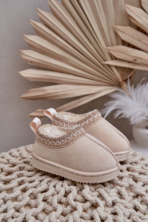 FR1 FR1 Снежни ботуши детски на платформа с топло пухче светло бежови Vilabria