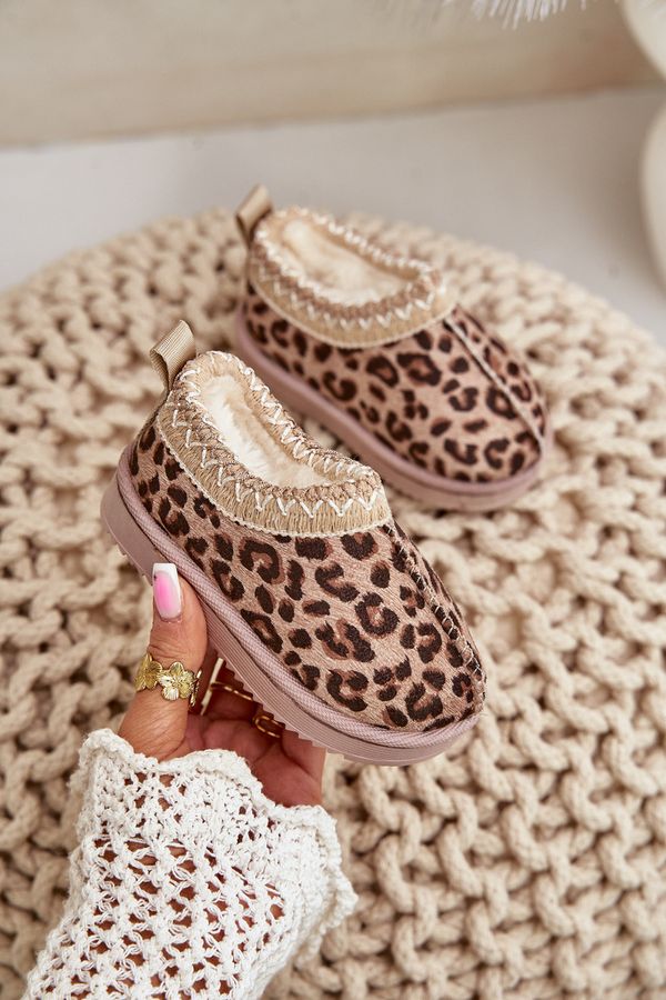 FR1 FR1 Снежни ботуши детски с тигров принт на платформа с топло подплънка кафяви Vilabria