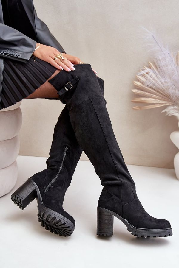 FS1 FS1 Боти На Ток С Чорап За Коляно Топли Черни Niaviera