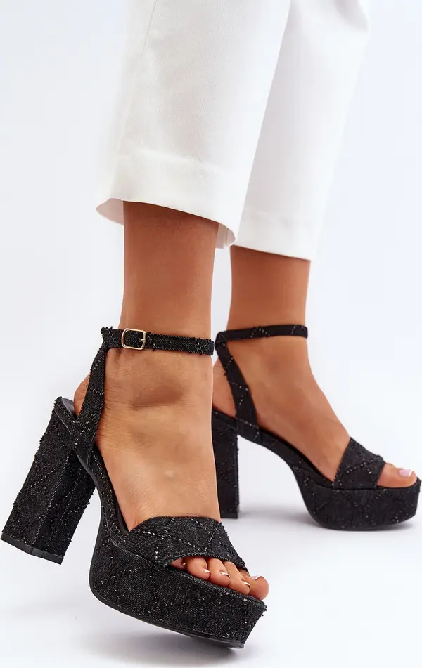 Boto FS1 Черни дънкови сандали с ток Acrana