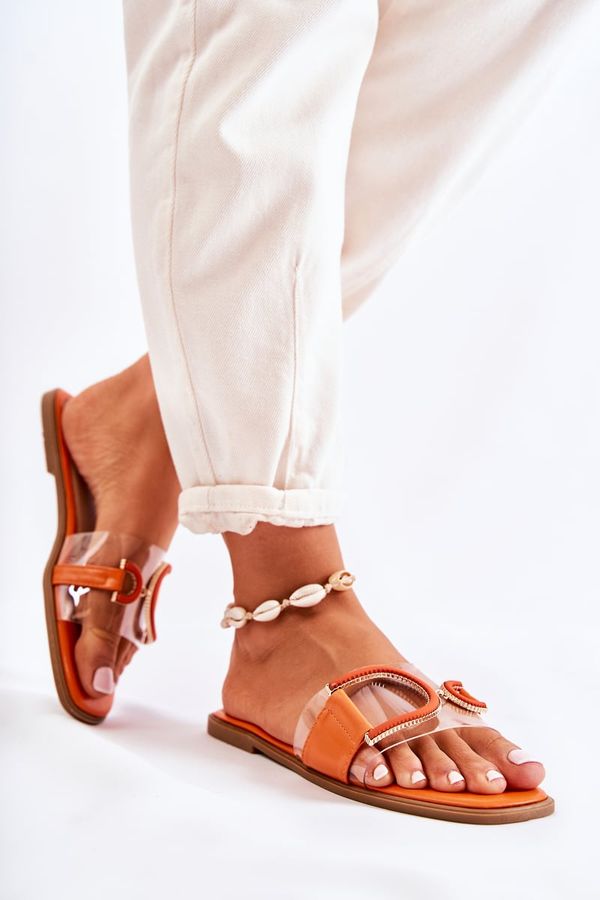 FS1 FS1 Модни дамски чехли оранжево марсала