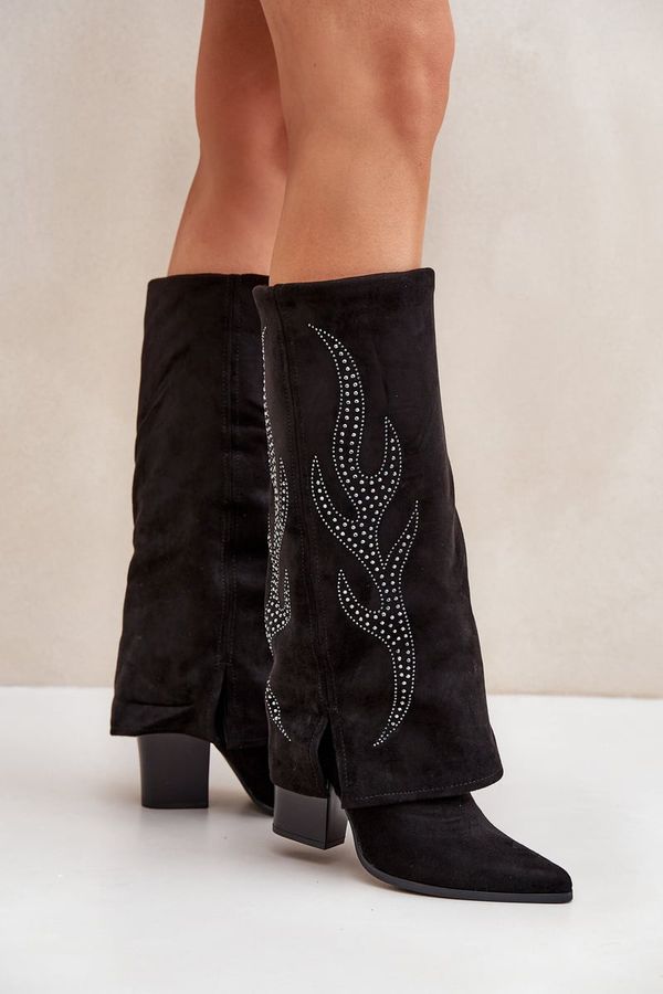 FS1 FS1 Украсени ботуши с обърнато връхче на ток черни Ивилта