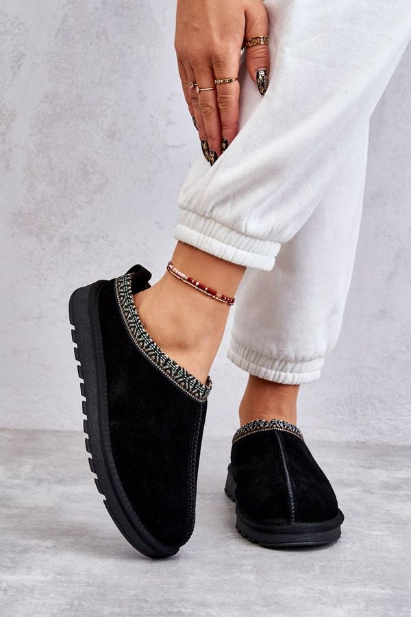 FS1 FS1 Велурени дамски чехли с косъм Черен Buffie