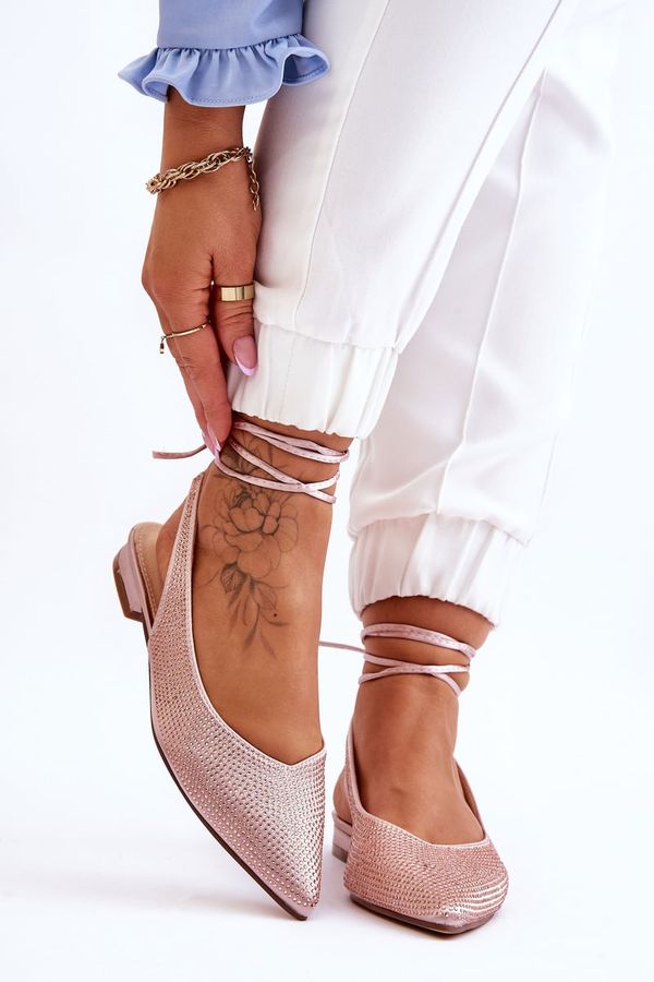 FS1 FS1 Вързани балерини с кристали бежово Mavis