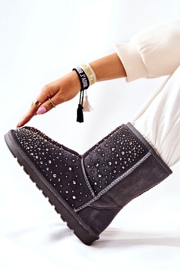 FS1 FS1 Загряващи ботуши за сняг с кристали Grey Mariella