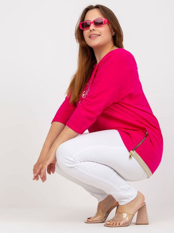 Fashionhunters Fuchsia blouse of larger size for everyday wear with zippers