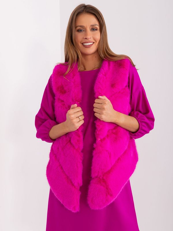 Fashionhunters Fuchsia fur vest with lining