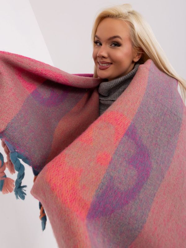 Fashionhunters Fuchsia striped winter scarf
