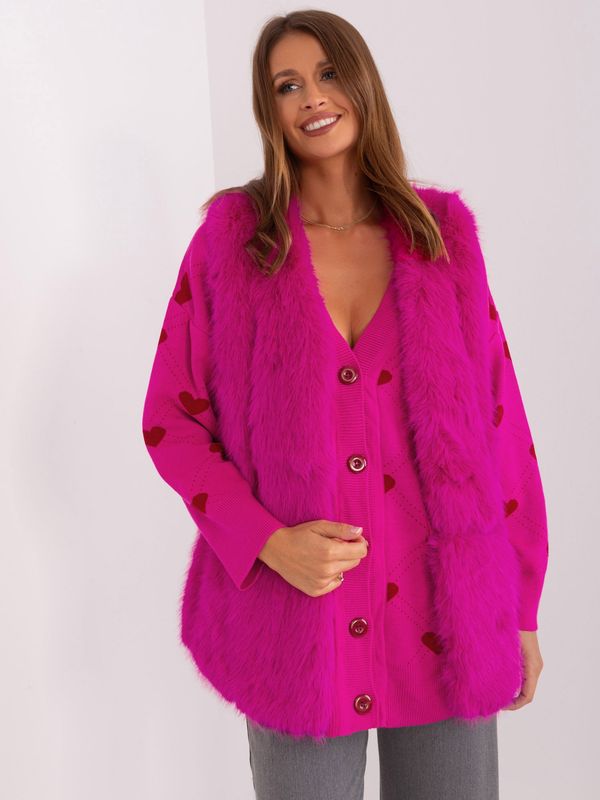 Fashionhunters Fuchsia vest with eco-fur