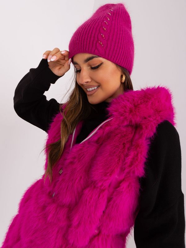 Fashionhunters Fuchsia women's hat with angora