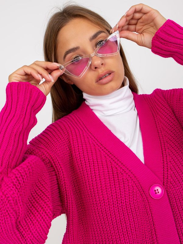 Fashionhunters Фуксия дълга жилетка с джобове OH BELLA