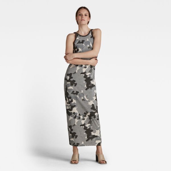 G Star G-STAR Dress - AOP maxi tank top dress brown
