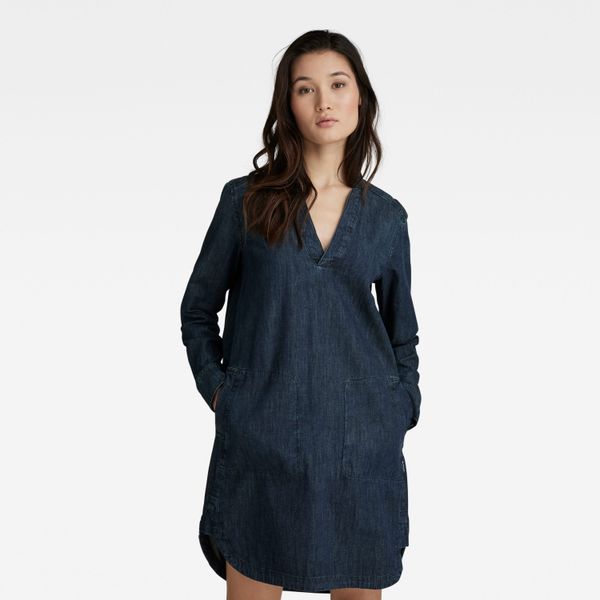 G Star G-STAR Dress - Millery V neck shirt dress l\s blue