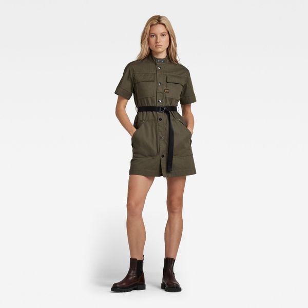 G Star G-STAR Dress - Shirt Dress Short Sleeve Green