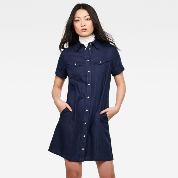 G Star G-STAR Dress - Tacoma slim dress s\s dark blue