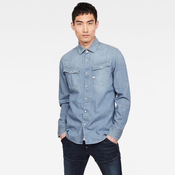 G Star G-STAR Shirt - 3301 slim shirt l\s blue-grey