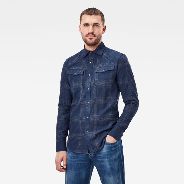G Star G-STAR Shirt - 3301 slim shirt l\s dark blue
