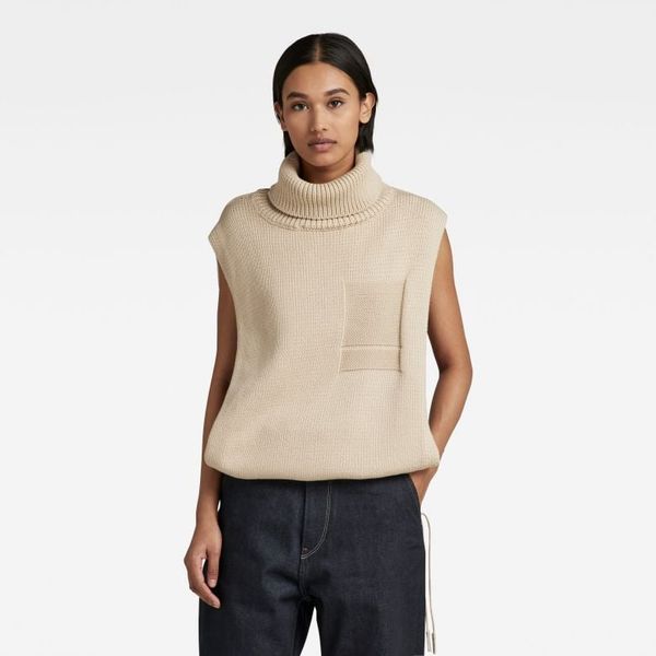 G Star G-STAR Sweater - Open side turtle s\l knit wmn beige