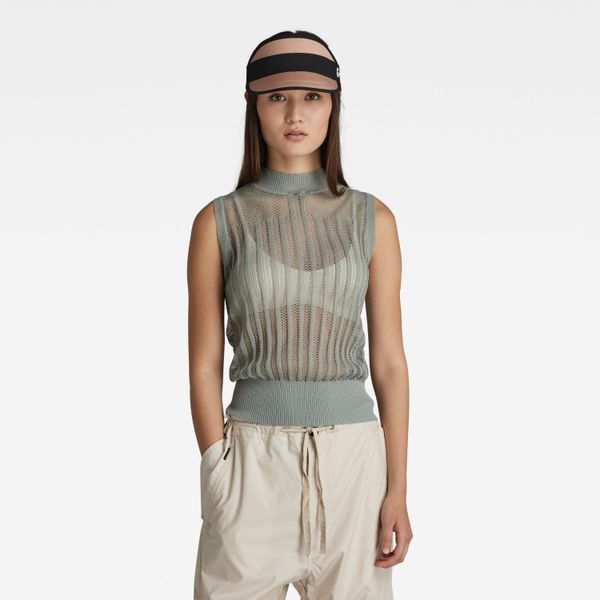 G Star G-STAR Sweater - Pointelle mock s\l knit green