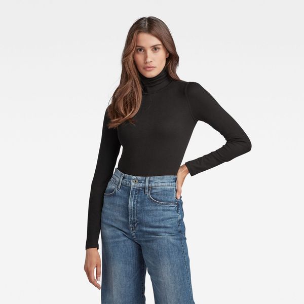 G Star G-STAR Turtleneck - Berna rib 2x2 with black
