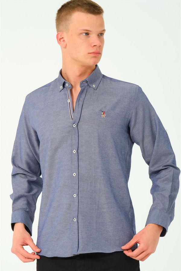 dewberry G674 DEWBERRY MEN'S SHIRT-DENIM BLUE-2