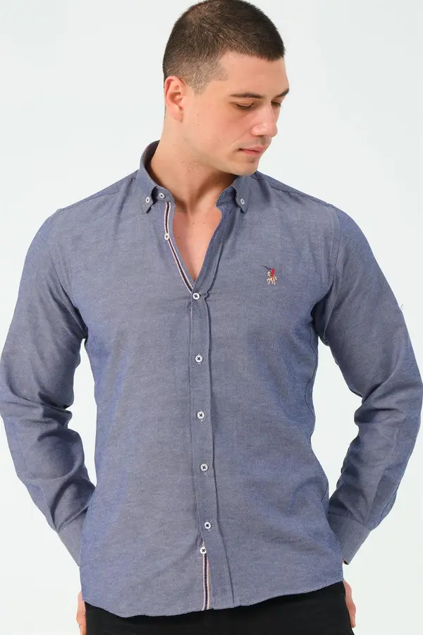 dewberry G674 DEWBERRY MEN'S SHIRT-DENIM BLUE-3