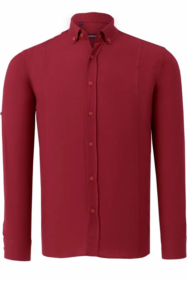 dewberry G721 DEWBERRY MEN'S SHIRT-PLAIN BURGUNDY