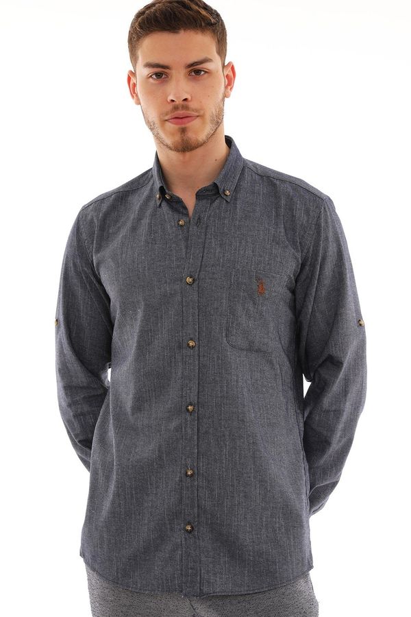 dewberry G723 DEWBERRY MEN'S SHIRT-NAVY BLUE