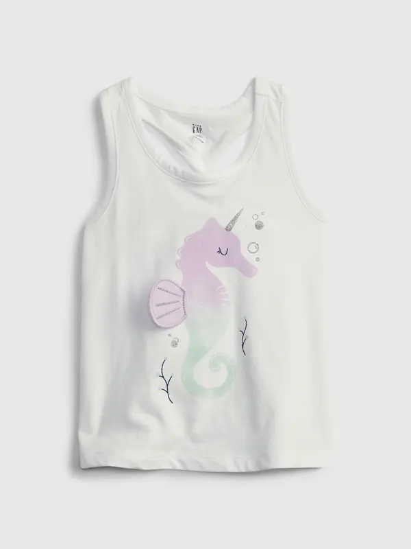 GAP GAP Children's Top Twist-Back Interactive Graphic Tank - Girls